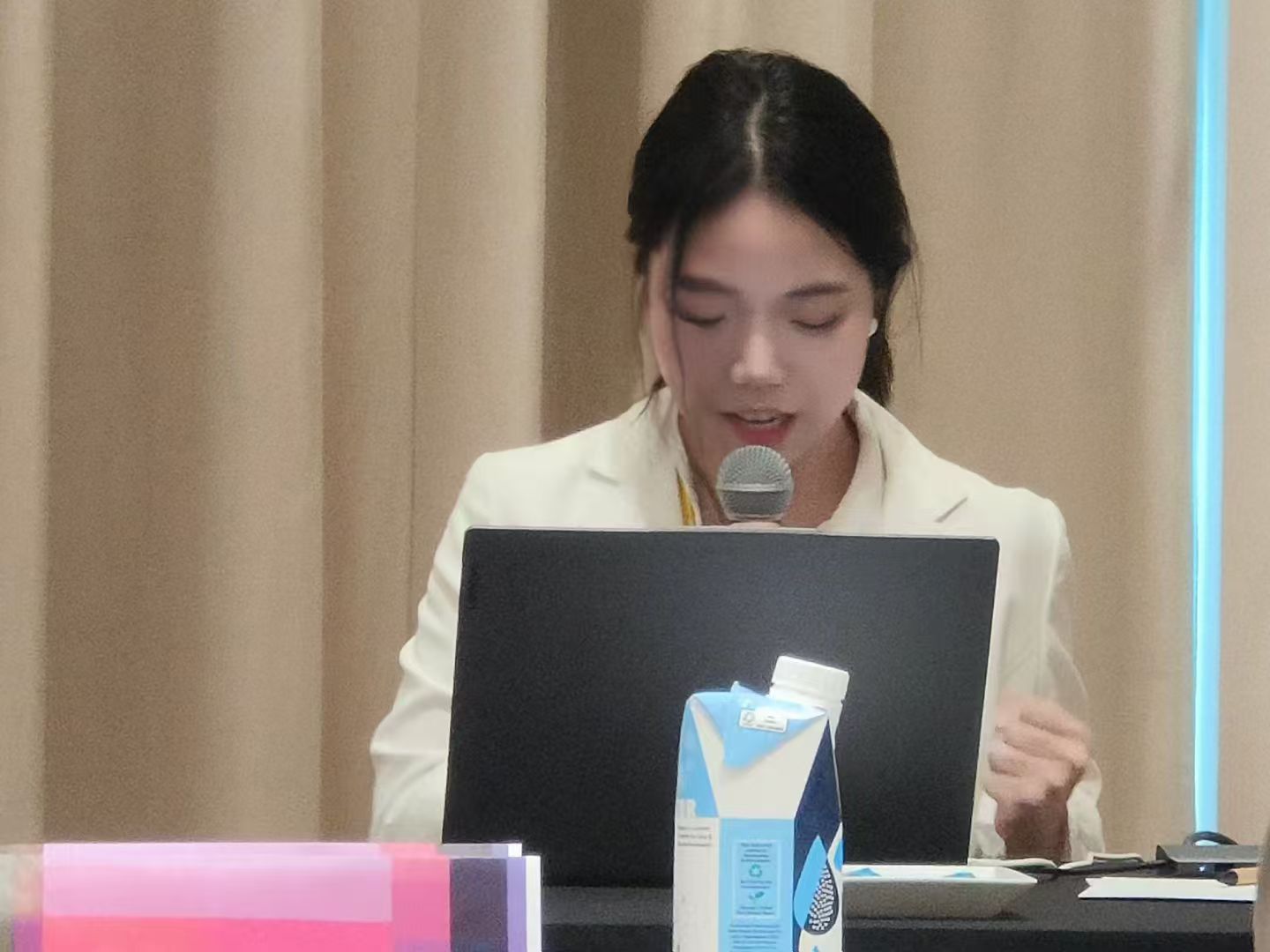 Zhen Liu presenting academic research